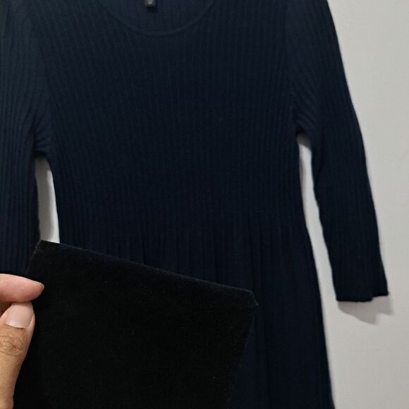 Eileen Fisher Washable Wool Scoop Neck Knit Dress Small Petite Dark Navy/Black - Picture 9 of 14